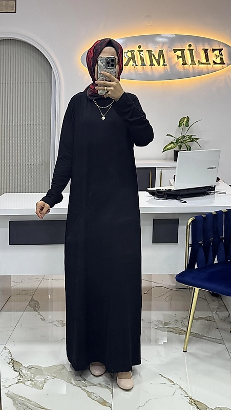 AYŞE AKAY  PENYE ELBİSE SİYAH