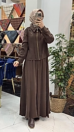 NEHİR ETEKLİ TAKIM KAHVE