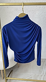 SANDY KUMAŞ DRAPELİ BADY SAKS MAVİSİ