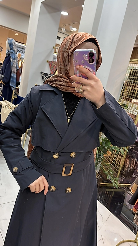 NİHLE ASTARSIZ TRENÇKOT LACİVERT