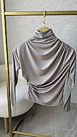 SANDY KUMAŞ DRAPELİ BADY TAŞ RENGİ