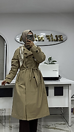 FULAR DETAYLI TRENÇKOT CAMEL