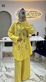 KETEN İŞLEMELİ TAKIM SARI