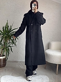 ASTARLI TRENÇKOT SİYAH