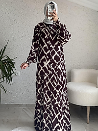 VİSKON ELBİSE KAHVERENGİ