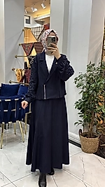 Marcha İşleme detaylı denim etekli takım