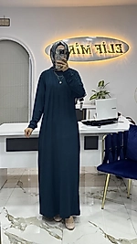 AYŞE AKAY PENYE ELBİSE PETROL MAVİ