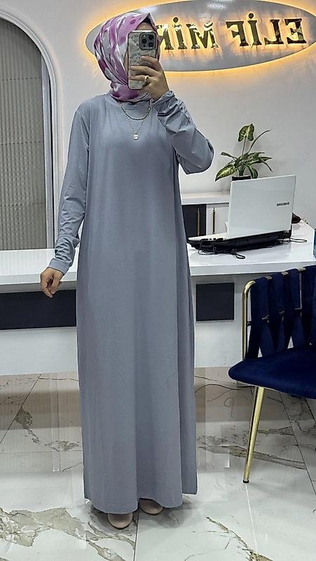 Ayşe Akay penye elbise gri