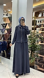 NEHİR ETEKLİ TAKIM LACİVERT