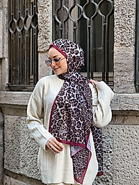 LADURE İPEK Leopar Desen Şal
