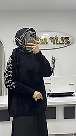 KOL DETAYLI ANGORA KAZAK SİYAH