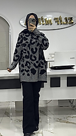 IŞILTILI LEOPAR TRİKO SİYAH