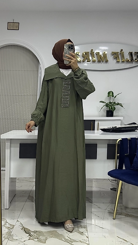 DEFNE ELBİSE YEŞİL