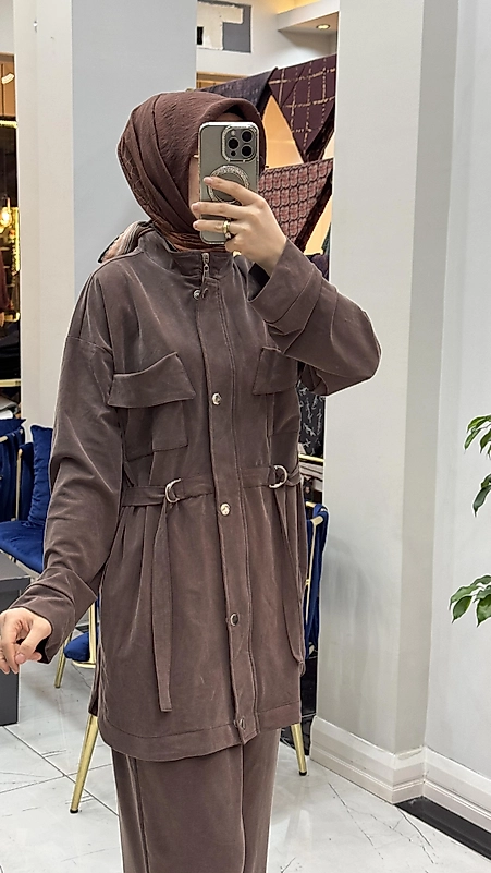 MY MAGAZİN CEKETLİ TAKIM KAHVE