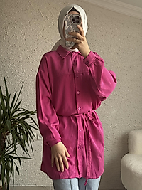 BAĞLAMALI TENSEL GÖMLEK FUŞYHA