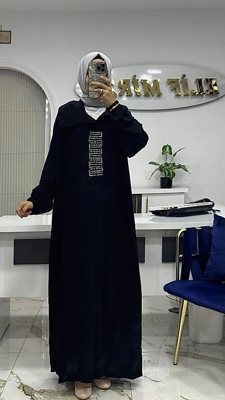 DEFNE ELBİSE SİYAH