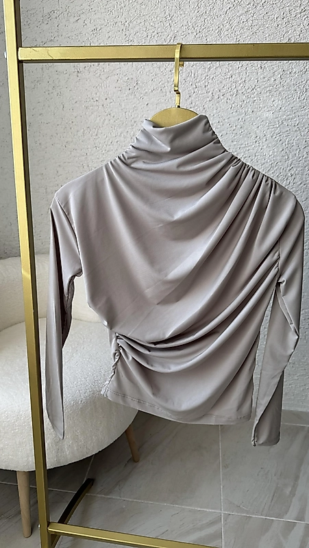 SANDY KUMAŞ DRAPELİ BADY TAŞ RENGİ