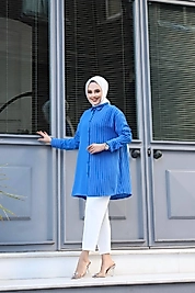 Çizgi desenli poplin gömlek