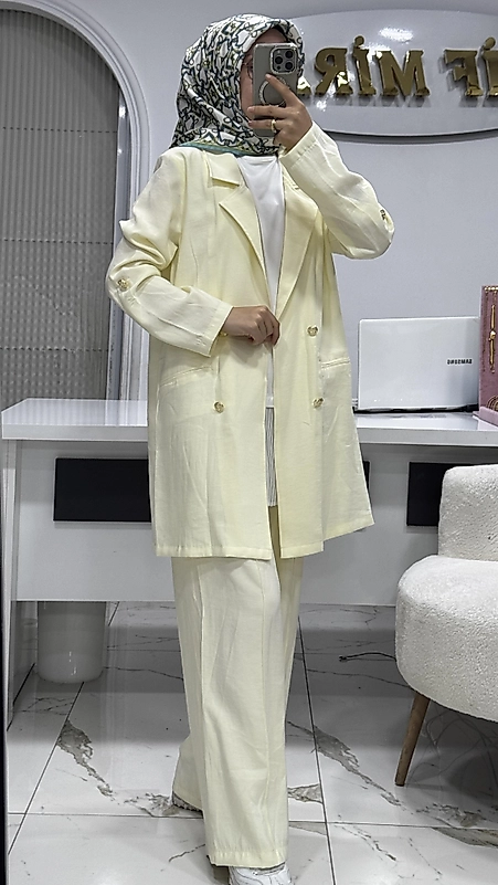 8753 BLEZER CEKETLİ TAKIM SARI