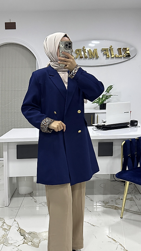 LEOPAR ASTARLI CEKET LACİVERT