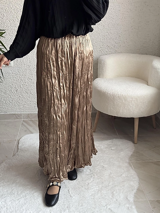 Pamuk saten kıraş kırıştırma etek