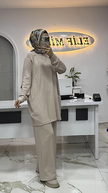 CEP DETAYLI OYSHO TAKIM KREM