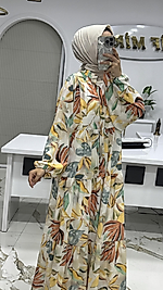 5697 PUANE YAPRAK ELBİSE