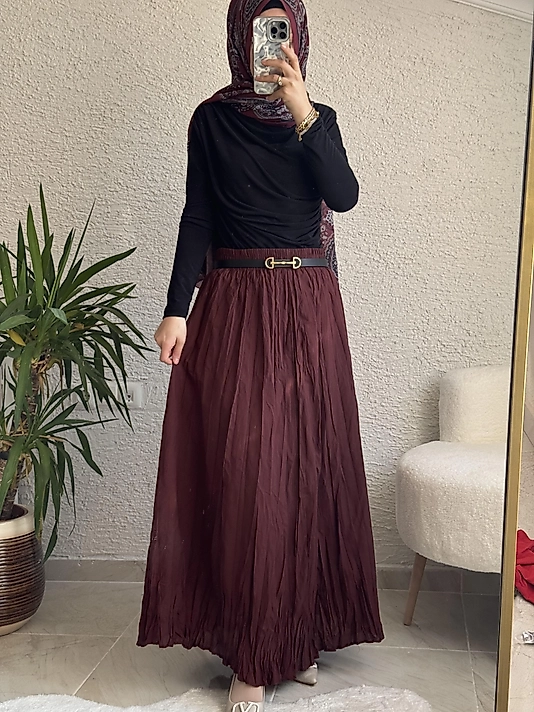 Bordo Kraş kırıştırma etek