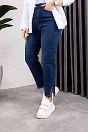 LİKRALI TAŞLI KOT Mavi