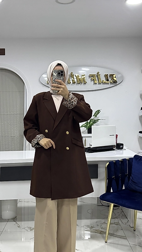 LEOPAR ASTARLI CEKET KAHVERENGİ