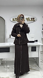 SÜET ETEK CEKET TAKIM KAHVE